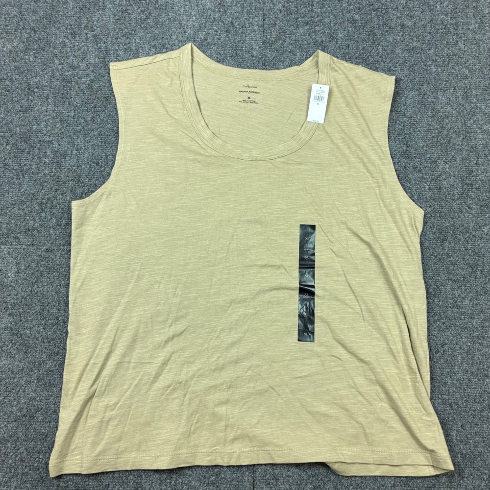 Banana Republic Malibu Womens Size XL Tan Khaki Cotton Modal Slub Sleeveless NEW